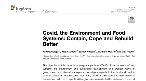 Covid, the Environment and Food Systems: Contain, Cope and Rebuild Better